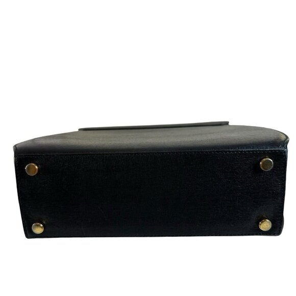 Authentic Salvatore Ferragamo Vinta Iconic Top Handle Handbag Leather Black 2Way - Picture 5 of 15